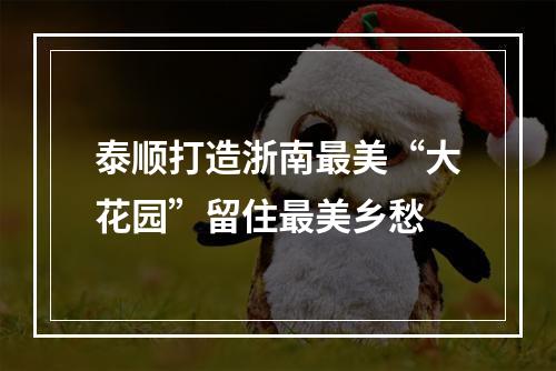 泰顺打造浙南最美“大花园”留住最美乡愁