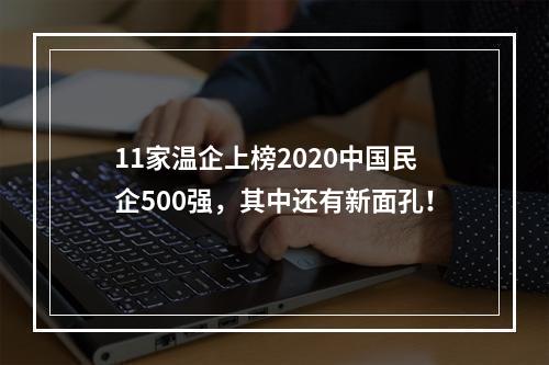 11家温企上榜2020中国民企500强，其中还有新面孔！