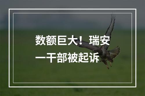 数额巨大！瑞安一干部被起诉