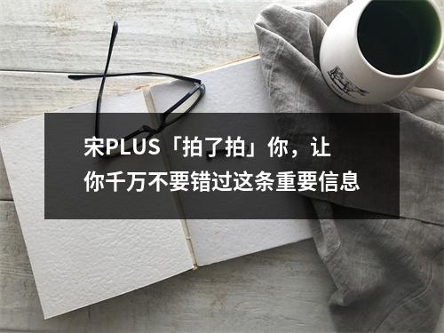 宋PLUS「拍了拍」你，让你千万不要错过这条重要信息