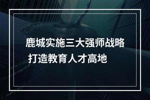 鹿城实施三大强师战略 打造教育人才高地