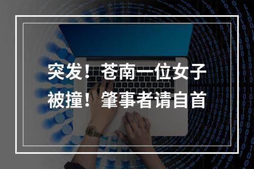 突发！苍南一位女子被撞！肇事者请自首