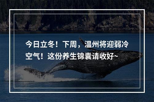 今日立冬！下周，温州将迎弱冷空气！这份养生锦囊请收好~