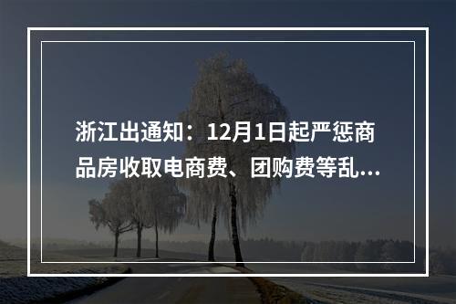 浙江出通知：12月1日起严惩商品房收取电商费、团购费等乱象……