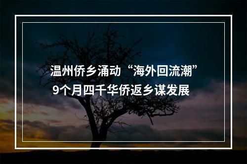 温州侨乡涌动“海外回流潮” 9个月四千华侨返乡谋发展