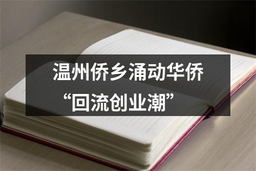 温州侨乡涌动华侨“回流创业潮”