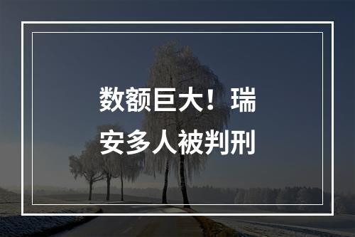 数额巨大！瑞安多人被判刑