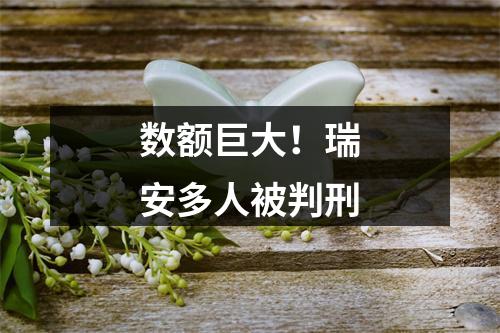 数额巨大！瑞安多人被判刑