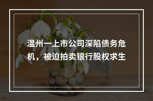 温州一上市公司深陷债务危机，被迫拍卖银行股权求生