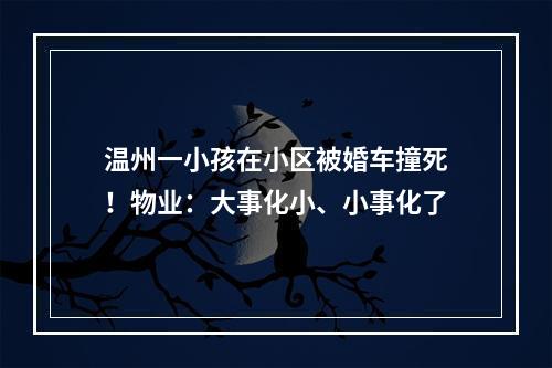 温州一小孩在小区被婚车撞死！物业：大事化小、小事化了
