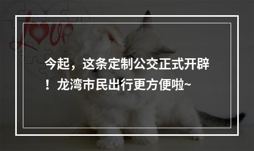今起，这条定制公交正式开辟！龙湾市民出行更方便啦~