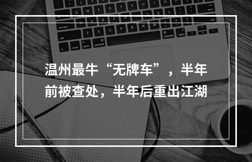温州最牛“无牌车”，半年前被查处，半年后重出江湖
