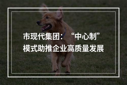 市现代集团：“中心制”模式助推企业高质量发展