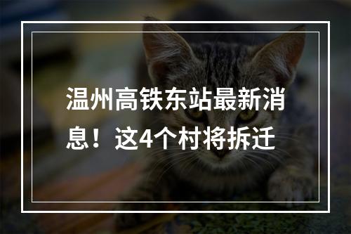 温州高铁东站最新消息！这4个村将拆迁