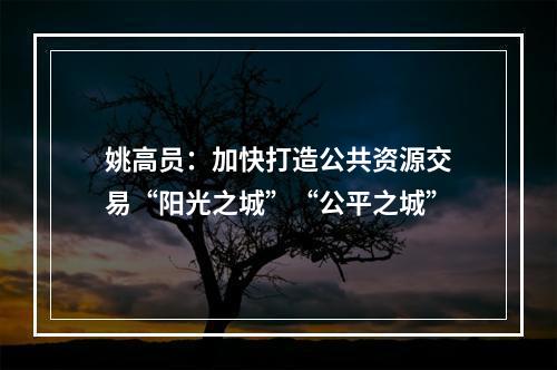 姚高员：加快打造公共资源交易“阳光之城”“公平之城”