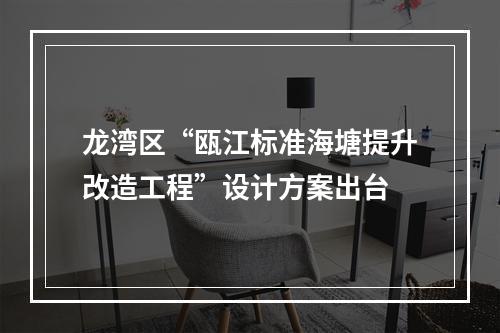 龙湾区“瓯江标准海塘提升改造工程”设计方案出台