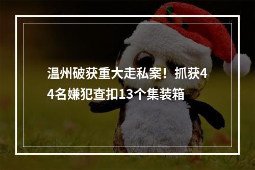 温州破获重大走私案！抓获44名嫌犯查扣13个集装箱