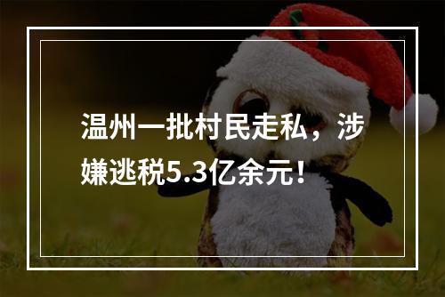 温州一批村民走私，涉嫌逃税5.3亿余元！