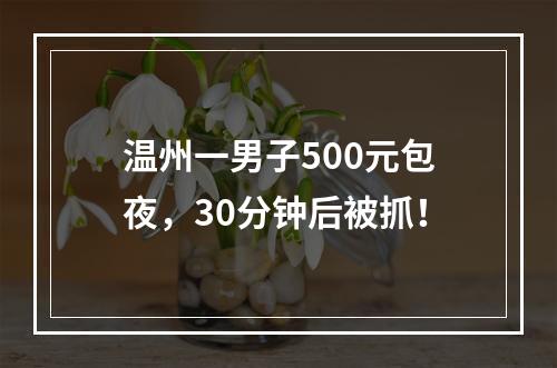 温州一男子500元包夜，30分钟后被抓！