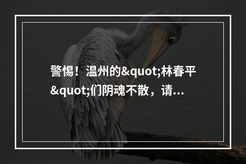 警惕！温州的"林春平"们阴魂不散，请你们收敛点！别搞砸了