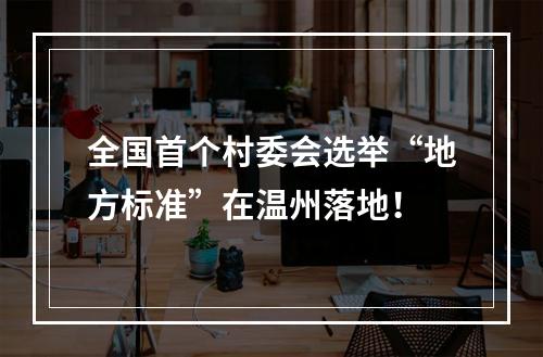 全国首个村委会选举“地方标准”在温州落地！