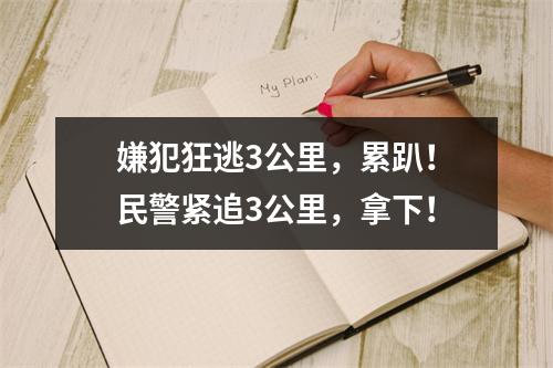嫌犯狂逃3公里，累趴！民警紧追3公里，拿下！