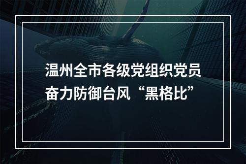 温州全市各级党组织党员奋力防御台风“黑格比”