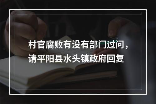 村官腐败有没有部门过问，请平阳县水头镇政府回复