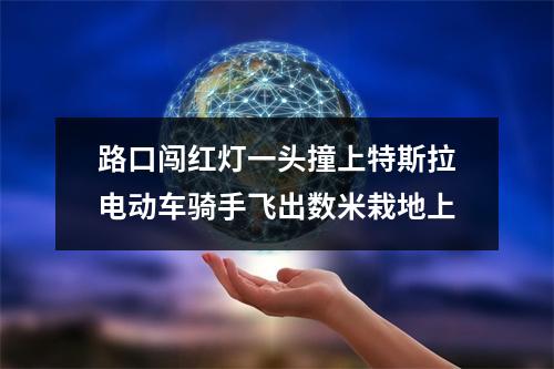 路口闯红灯一头撞上特斯拉电动车骑手飞出数米栽地上