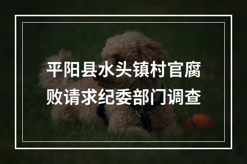 平阳县水头镇村官腐败请求纪委部门调查