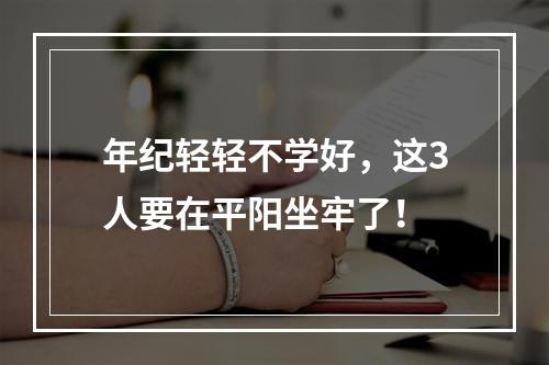 年纪轻轻不学好，这3人要在平阳坐牢了！