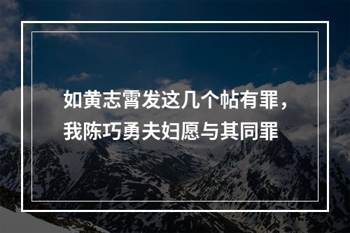 如黄志霄发这几个帖有罪，我陈巧勇夫妇愿与其同罪