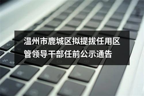 温州市鹿城区拟提拔任用区管领导干部任前公示通告