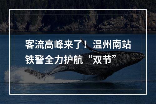 客流高峰来了！温州南站铁警全力护航“双节”