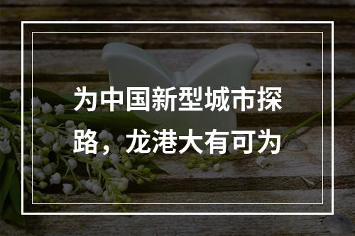 为中国新型城市探路，龙港大有可为