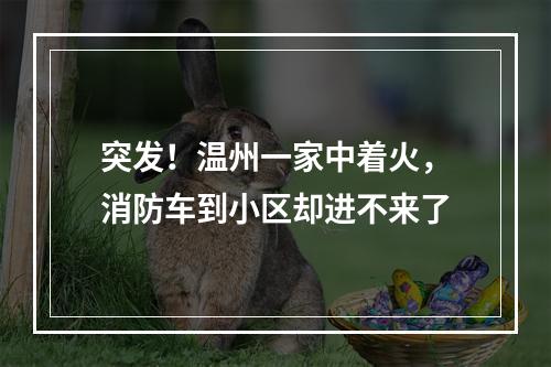突发！温州一家中着火，消防车到小区却进不来了