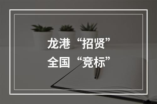 龙港“招贤”全国“竞标”