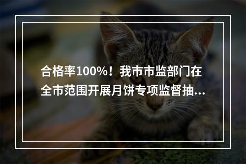 合格率100%！我市市监部门在全市范围开展月饼专项监督抽检