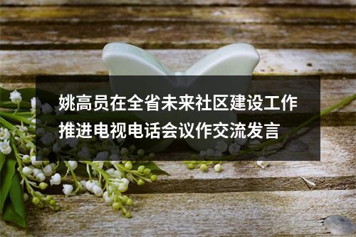 姚高员在全省未来社区建设工作推进电视电话会议作交流发言