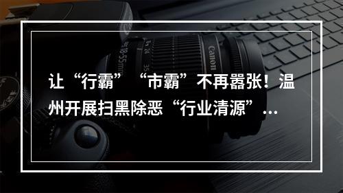 让“行霸”“市霸”不再嚣张！温州开展扫黑除恶“行业清源”行动