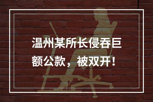 温州某所长侵吞巨额公款，被双开！