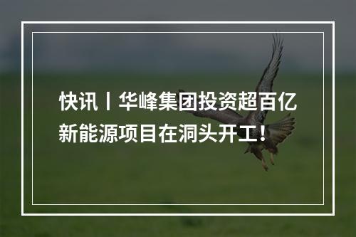 快讯丨华峰集团投资超百亿新能源项目在洞头开工！