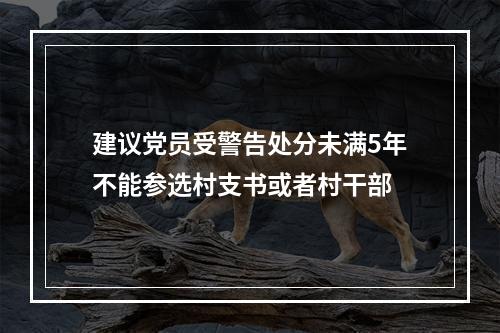 建议党员受警告处分未满5年不能参选村支书或者村干部