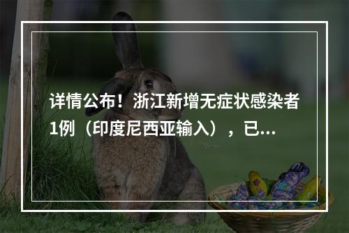 详情公布！浙江新增无症状感染者1例（印度尼西亚输入），已排查出139人