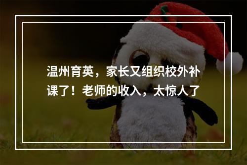 温州育英，家长又组织校外补课了！老师的收入，太惊人了