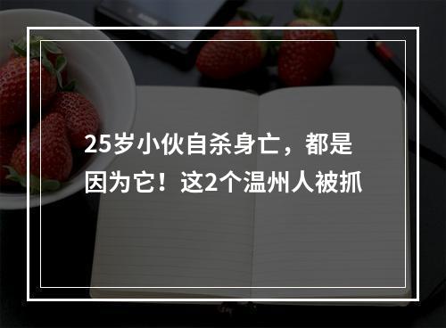 25岁小伙自杀身亡，都是因为它！这2个温州人被抓
