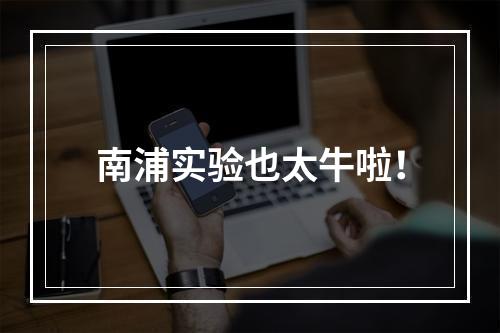 南浦实验也太牛啦！