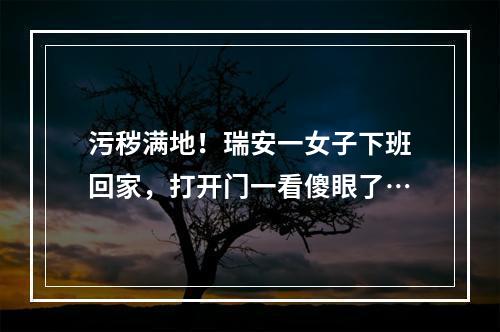 污秽满地！瑞安一女子下班回家，打开门一看傻眼了…