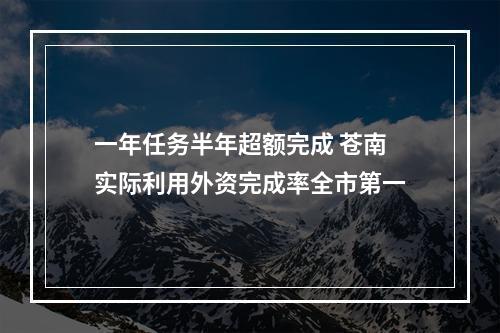 一年任务半年超额完成 苍南实际利用外资完成率全市第一