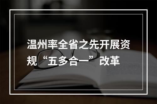 温州率全省之先开展资规“五多合一”改革
